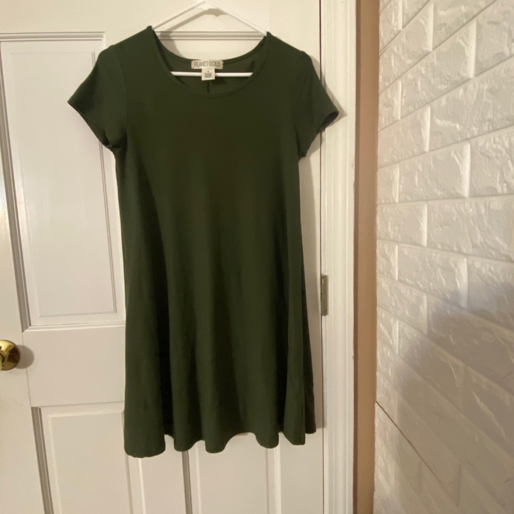 Green Suede T Shirt Dress